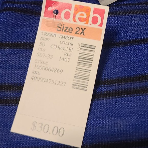 Blue and Black Striped Double Layer Shirt with Black Belt - Picture 3 of 3